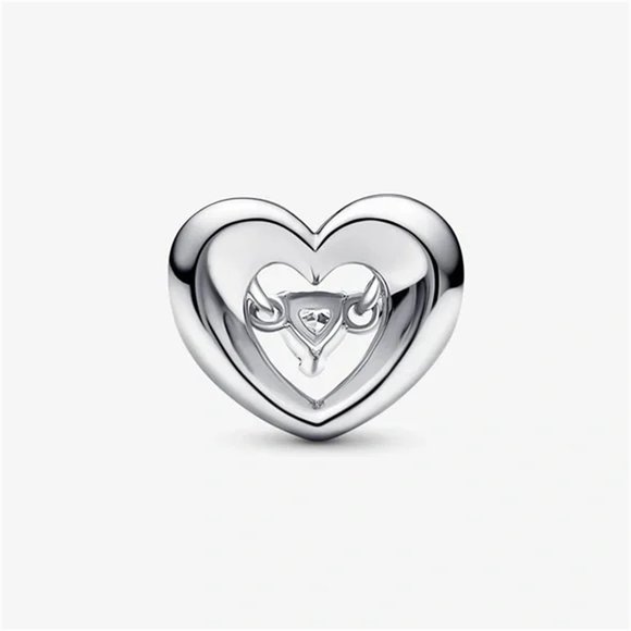 Pandora Radiant Heart & Floating Stone Charm  power of love Pendant Silver - Picture 2 of 3